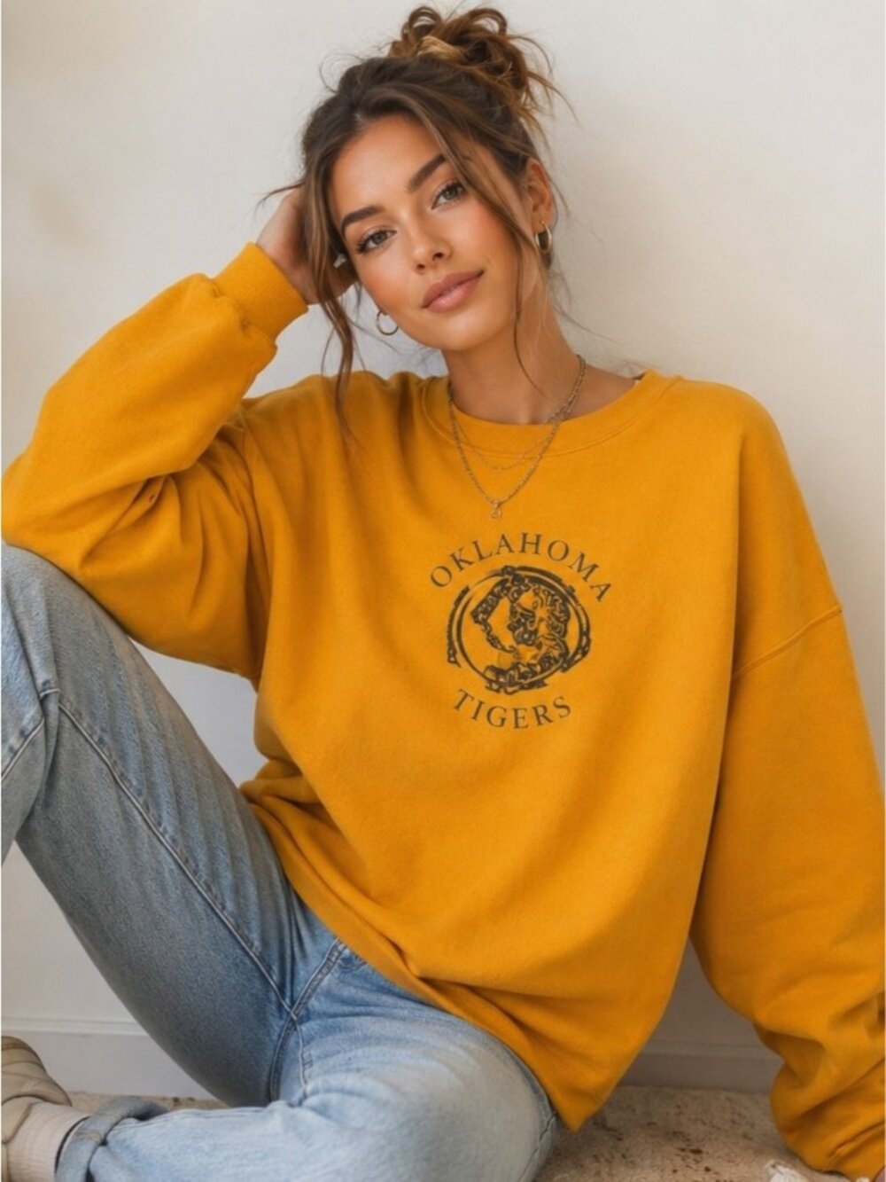 Vintage Oklahoma Tigers Mustard Yellow Crewneck Sweatshirt